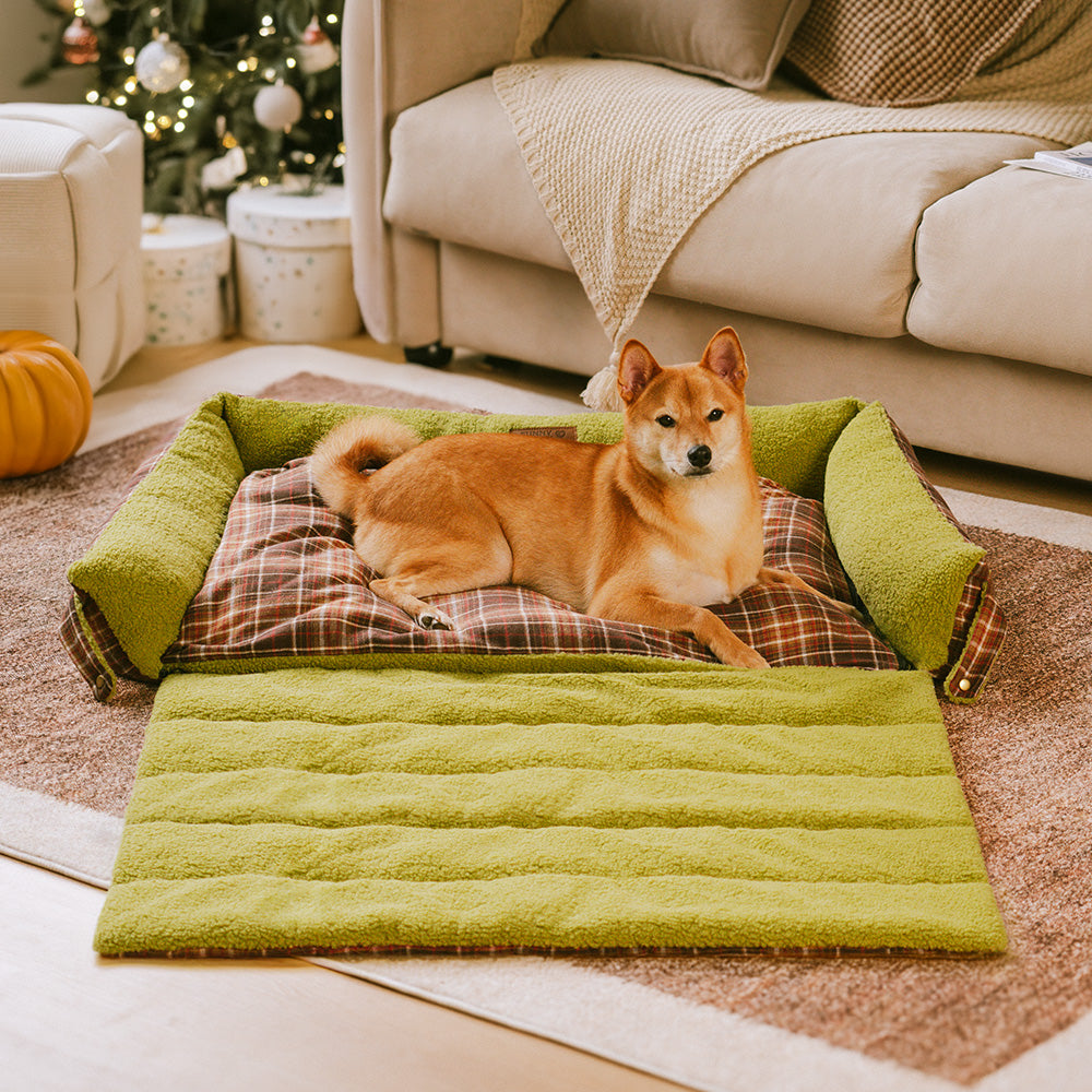 Large Washable Vintage Tartan Folding Blanket Dog Beds - Avocuddle