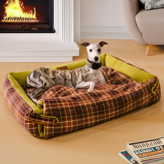 Large Washable Vintage Tartan Folding Blanket Dog Beds - Avocuddle