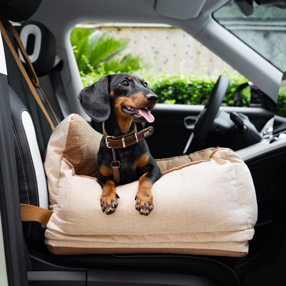 Light Coffee Waterproof Safety Dog Car Seat Bed