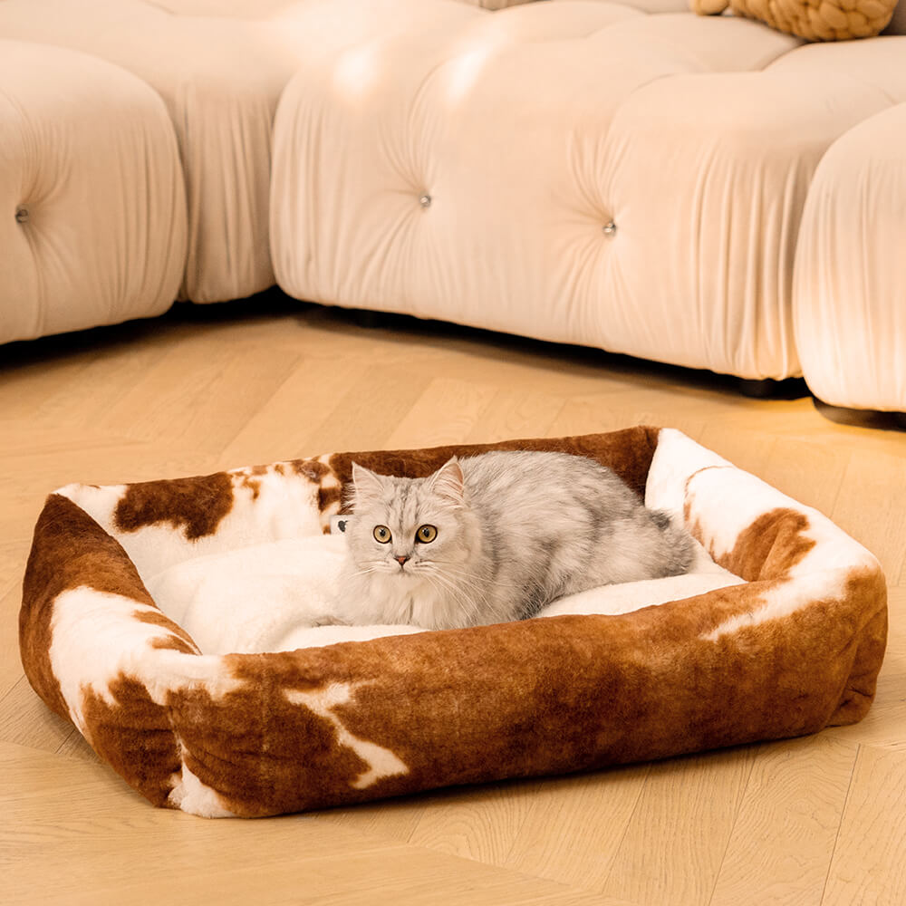 Wildlife Series Cowhide Leopard Print Pet Dog Bed