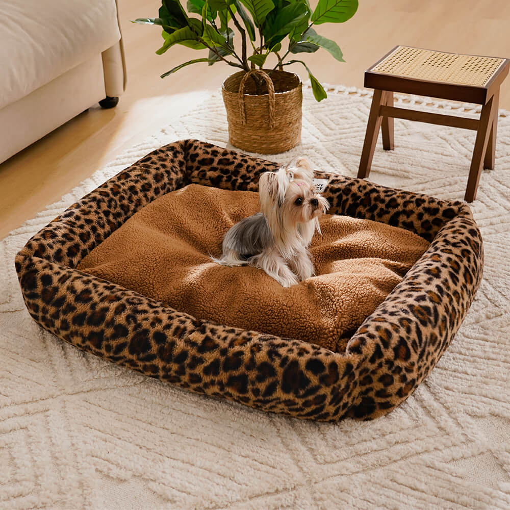 Wildlife Series Cowhide Leopard Print Pet Dog Bed