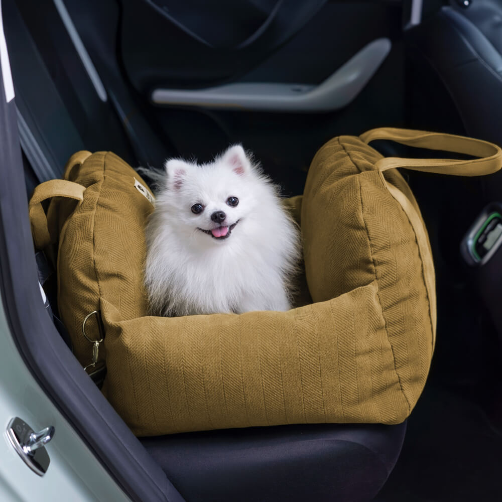 Herringbone Travel Bolster Safety Puppy Dog Car Seat Bed