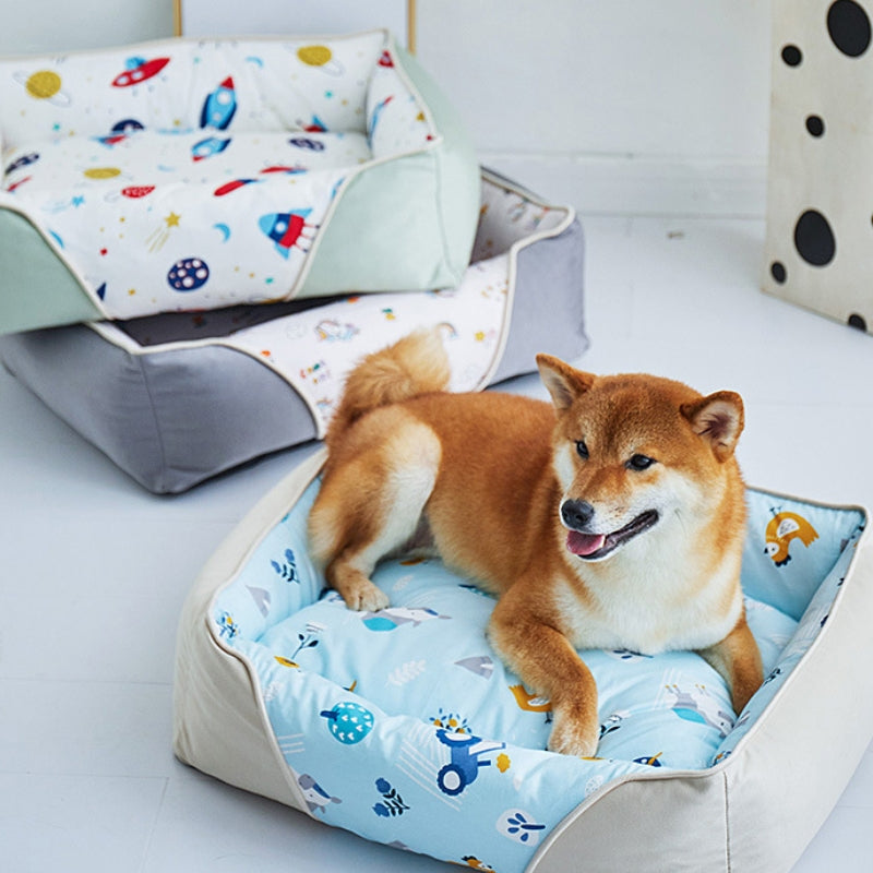 Cartoon Soft Neck Guard Dog Bed